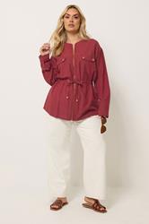 YOURS Plus Size Red Linen Shacket | Yours Clothing 4