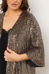 EVANS Plus Size Gold Sequin Embellished Kimono | Evans  5