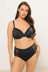 YOURS Plus Size Black Microfibre Lace Full Briefs | Yours Clothing 1