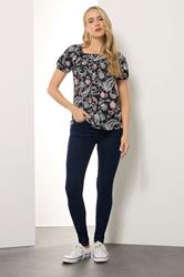 LTS Tall Black Paisley Square Neck Top | Long Tall Sally 1