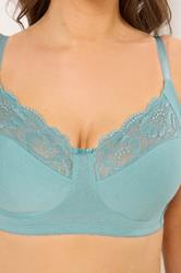 YOURSET 2 PACK Plus Size Blue Cotton Lace Trim Non-Padded Non-Wired Bralette | Yours Clothing 7