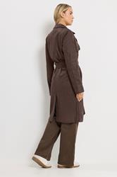 LTS Tall Women's Chocolate Brown Faux Suede Trench Coat | Long Tall Sally 5