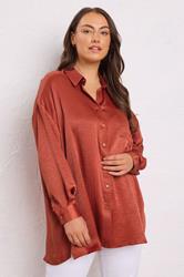 EVANS Plus Size Rust Orange Metallic Button Through Shirt | Evans 3