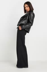 Petite Black Faux Leather Biker Jacket | PixieGirl  1