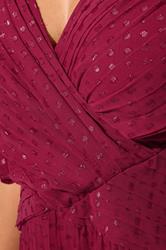 YOURS LONDON Plus Size Red Metallic Dobby Pleated Wrap Dress | Yours Clothing 4