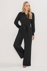 LTS Tall Black Button Wide Leg Jumpsuit | Long Tall Sally 3