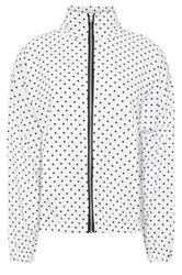PixieGirl Petite Women's White Polka Dot Textured Funnel Neck Jacket | PixieGirl 6