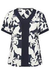 EVANS Plus Size Navy Blue Floral Jersey Top 5