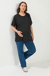 BUMP IT UP MATERNITY Plus Size Black Nursing T-Shirt | Yours Clothing 2