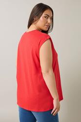 EVANS Plus Size Red Broderie Anglaise Vest Top | Evans 4