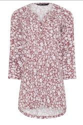 LTS Tall Blush Pink Ditsy Floral Cotton Henley Top | Long Tall Sally 5