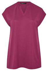 YOURS Curve Pink Notch Neck T-Shirt