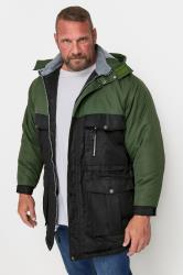 BadRhino Big & Tall Green & Black Fleece Lined Hooded Coat | BadRhino 3