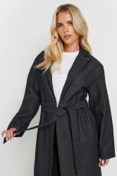PixieGirl Petite Indigo Blue Denim Belted Cotton Trench Coat | PixieGirl 5