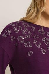 LTS Tall Purple Soft Touch Animal Embellished Jumper | Long Tall Sally 4