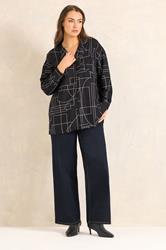 EVANS Plus Size Black Linear Print Utility Pocket Shirt | Evans  1