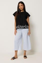 M&Co Petite Blue Stripe Wide Leg Culottes | M&Co 1