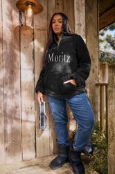 YOURS Plus Size Black 'St Moritz' Teddy Borg Fleece | Yours Clothing 6
