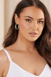 YOURSET 3 PACK Silver Tone Mixed Hoop Earrings Set | Yours Clothing 2