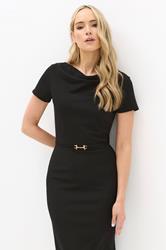 LTS Tall Black Midi Buckle Dress 1