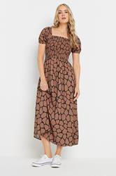 LTS Tall Rust Orange Giraffe Shirred Midi Dress | Long Tall Sally 2