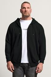 JACK & JONES Big & Tall Black Plain Zip Through Hoodie | BadRhino 3