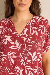 EVANS Plus Size Orange Leaf Print Notch Neck Blouse | Evans 6