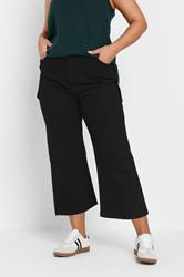 YOURS Plus Size Black Wide Leg Cropped Denim Jeans 1