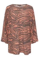 YOURS Plus Size Orange Abstract Print Soft Touch Jumper | Yours Clothing 5