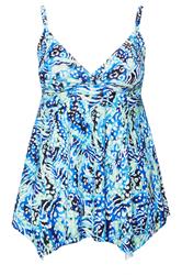 YOURS Plus Size Blue Animal Print Wrap Tankini Top | Yours Clothing 9
