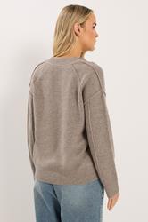 LTS Tall Brown Seam Detail Knitted Cardigan | Long Tall Sally 4
