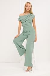 STAR Sage Green Wide Leg Draped Jumpsuit | StarBYJM 1