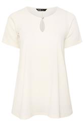 YOURS Curve Ivory White Textured Keyhole Detail Top