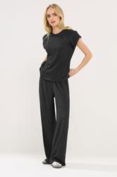 PixieGirl Petite Women's Black Textured Short Sleeve Top | PixieGirl 1