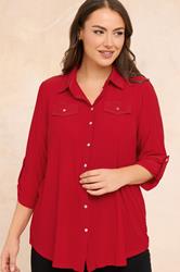EVANS Plus Size Red Tab Sleeve Blouse | Evans 3