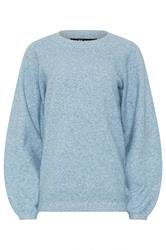LTS Tall Light Blue Knit Balloon Sleeve Jumper