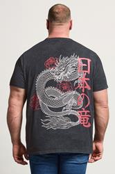 BadRhino Big & Tall Black Dragon Graphic Acid Wash T-Shirt | BadRhino 2