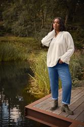 YOURS Plus Size Natural Brown Collared Knitted Jumper | Yours Clothing 1