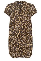 YOURS Curve Black Leopard Pleat Front Dress
