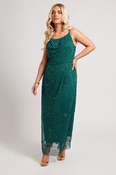 LUXE Plus Size Emerald Green Floral Hand Embellished Maxi Dress | Yours Clothing 1