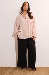 EVANS Plus Size Light Pink Dipped Hem Oversized Shirt | Evans 2
