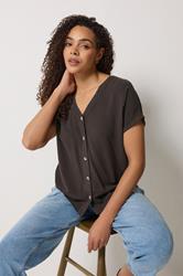 M&Co Brown Button Front Blouse | M&Co 3