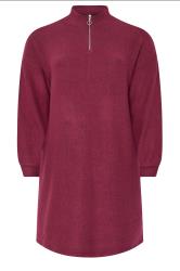 YOURS Curve Dark Pink Soft Touch Zip Jumper Dress