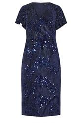 M&Co Blue Mixed Sequin Wrap Midi Dress | M&Co 6
