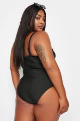 YOURS Plus Size Black Crossover Super Sculpt Swimsuit | Yours Clothing 5