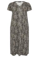 EVANS Plus Size Natural Brown Leopard Print Cotton Dress | Evans  6