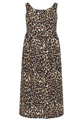 YOURS Curve Brown Leopard Print Sleeveless Midi Dress