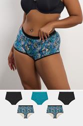 YOURSET 5 PACK Plus Size Teal Green Snake Print Full Briefs | Yours Clothing 1