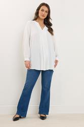 EVANS Plus Size Ivory Pleat Front Blouse | Evans 4