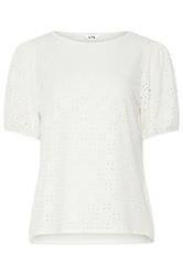 LTS Tall Ivory White Broderie Puff Sleeve Top